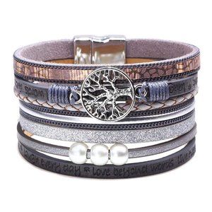 2 Pack Leather  Bracelet Multi Layer
